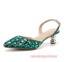 Occident Womens Rhinestone Pointed Toe Sandals Bridal Wedding Dress Casual Shoes