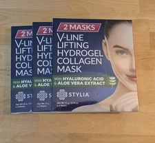 THREE of 2 Pack V-line Lifting Hydrogel Collagen Hyaluronic Acid &Aloe Chin Mask