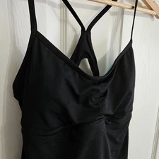 Athleta Swim Top Women's Sz S Built In Bra Black Blue