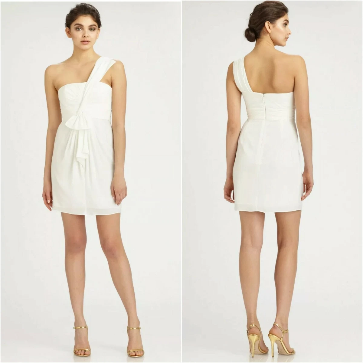 BCBGMaxAzria Dress Womens Size 2 Palais White One Shoulder Mini