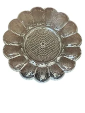 Indiana Clear Glass Hobnail Egg Dish Deviled Halloween 15 Eggs indents +