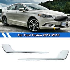 Silver Color Front Fog Light Lamp Bezel Trim For Ford Fusion 2017 2018 2019 Pair