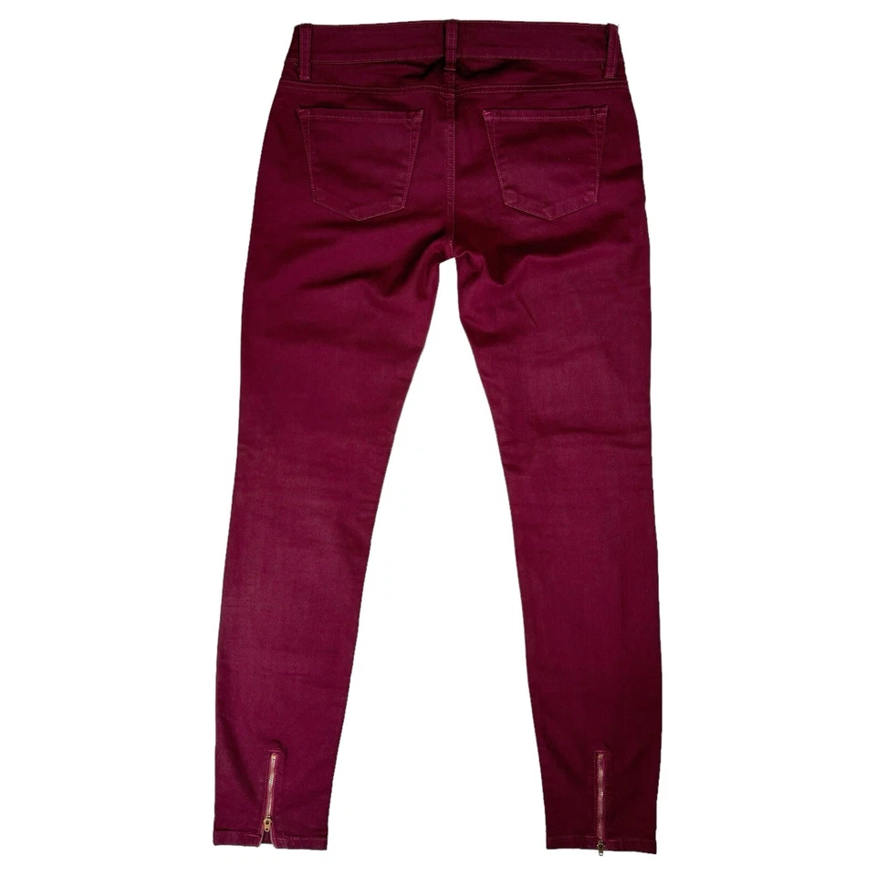 Pantalones de mezclilla Rebecca Minkoff de cuero piel de pitón talla 6 rojo vino tiro bajo retazos Foto 4 de 4