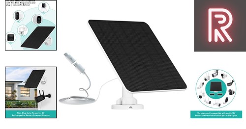 6W Solar Panel for Security Cameras - Waterproof, Adjustable Mount, 9.8ft Cord - Picture 2 of 9