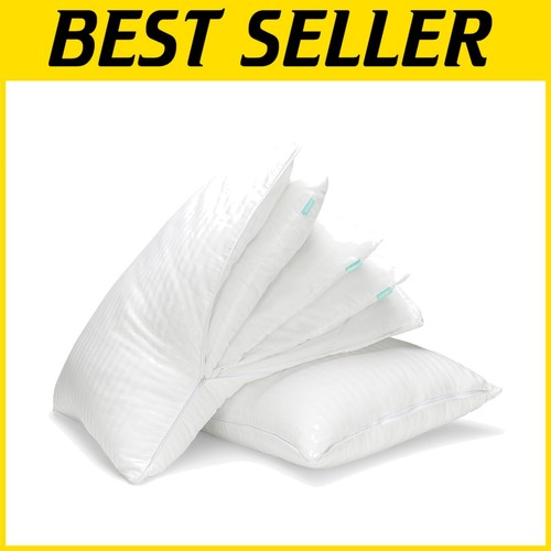 Set of 2 Plush Cooling Standard Pillows - Modern Cotton Covers for Any Sleeper