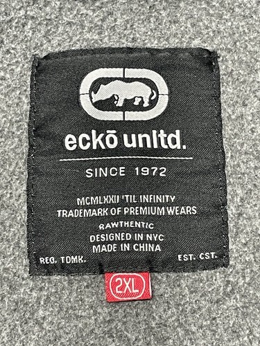 Marc Ecko UNLTD Hoodie Sweatshirt Mens L Large Full Zip Gray Fleece Hip Hop Y2K - Picture 10 of 15