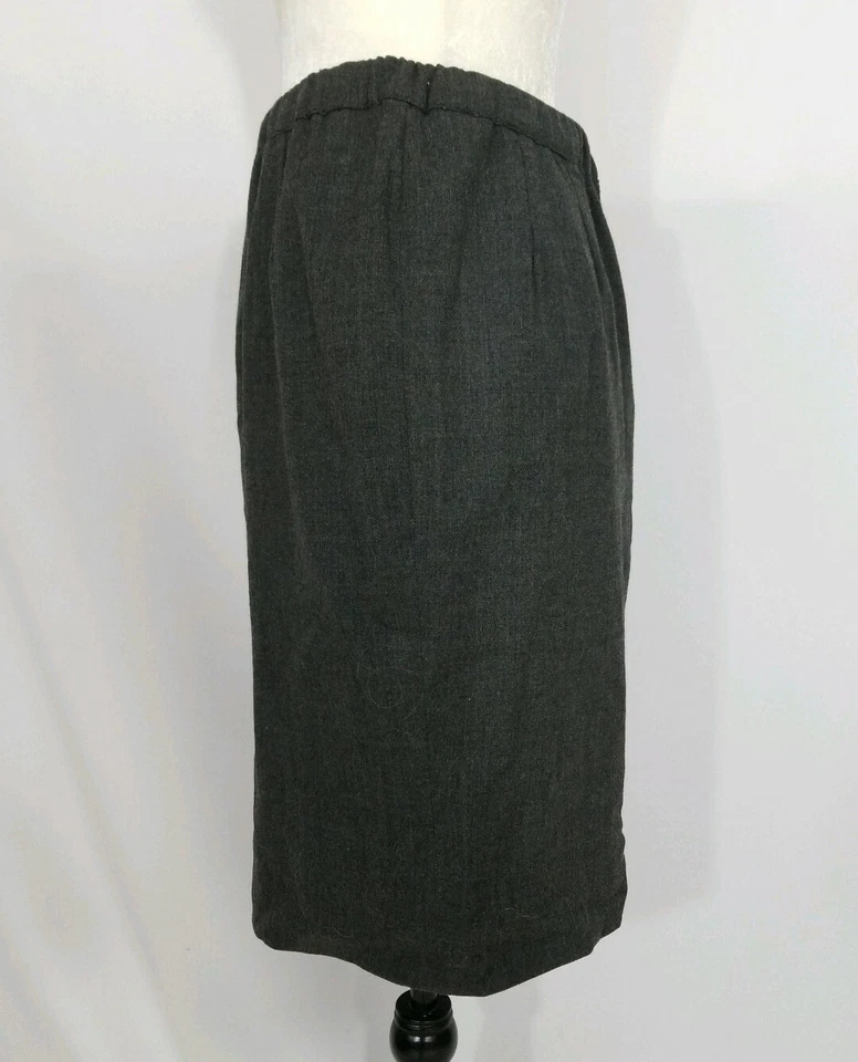 Donna Karan 签名灰色羊毛及膝直筒铅笔裙 48 码 US 14 — 第 4/4 张图片