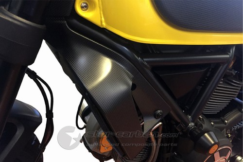 DUCATI SCRAMBLER CARBON FIBER WATER RADIATOR COVER KIT - Picture 3 of 4
