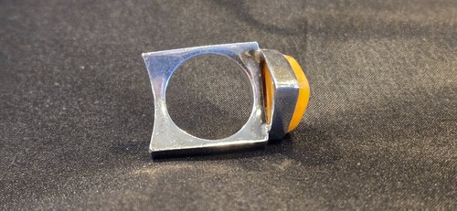 Sterlingsilber (925) Ostseeeigelb Bernstein Ring - Quadratisches Band - Größe 7,25 - Bild 5 von 16