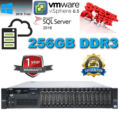 Dell PowerEdge R820 4x Xeon E5-4650 2.70Ghz 256GB DDR3 1.2TB SAS 15K 1100W H710