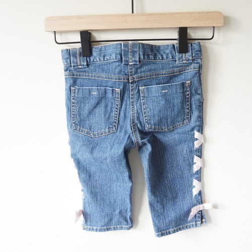 NEW Gymboree Y2K Heart Ribbon Embroidered Denim Capris Blue Kids Size 4 - Picture 4 of 11