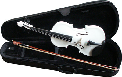 Violinen/Geigen-Set 4/4,weiss-Koffer,Bogen,Kinnstütze,Feinstimmer,Kolofonium!n