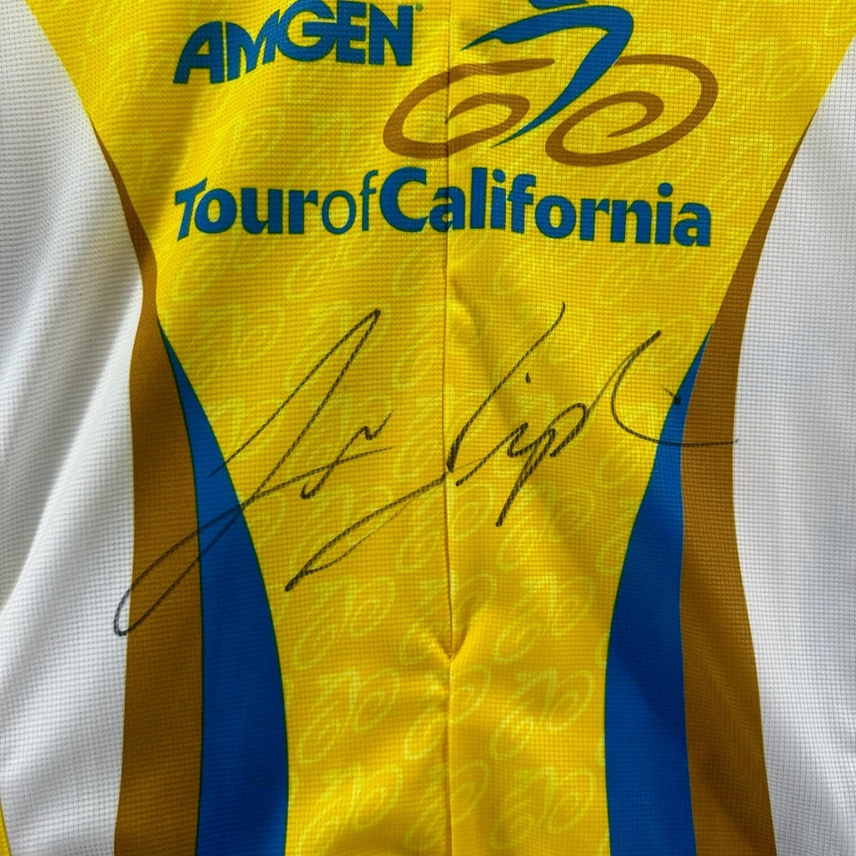 Camiseta de ciclismo Amgen Tour of California adulto L firmada por Levi Leipheimer amarilla Foto 4 de 4