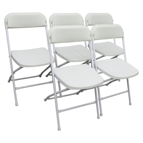 Commercial Portable Folding Stackable Chairs 5 Pack White Plastic - Picture 11 of 24