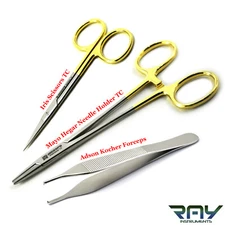 Professional Suture Removal Kit TC Mayo Hegar Needle Holder Surgical Scissors