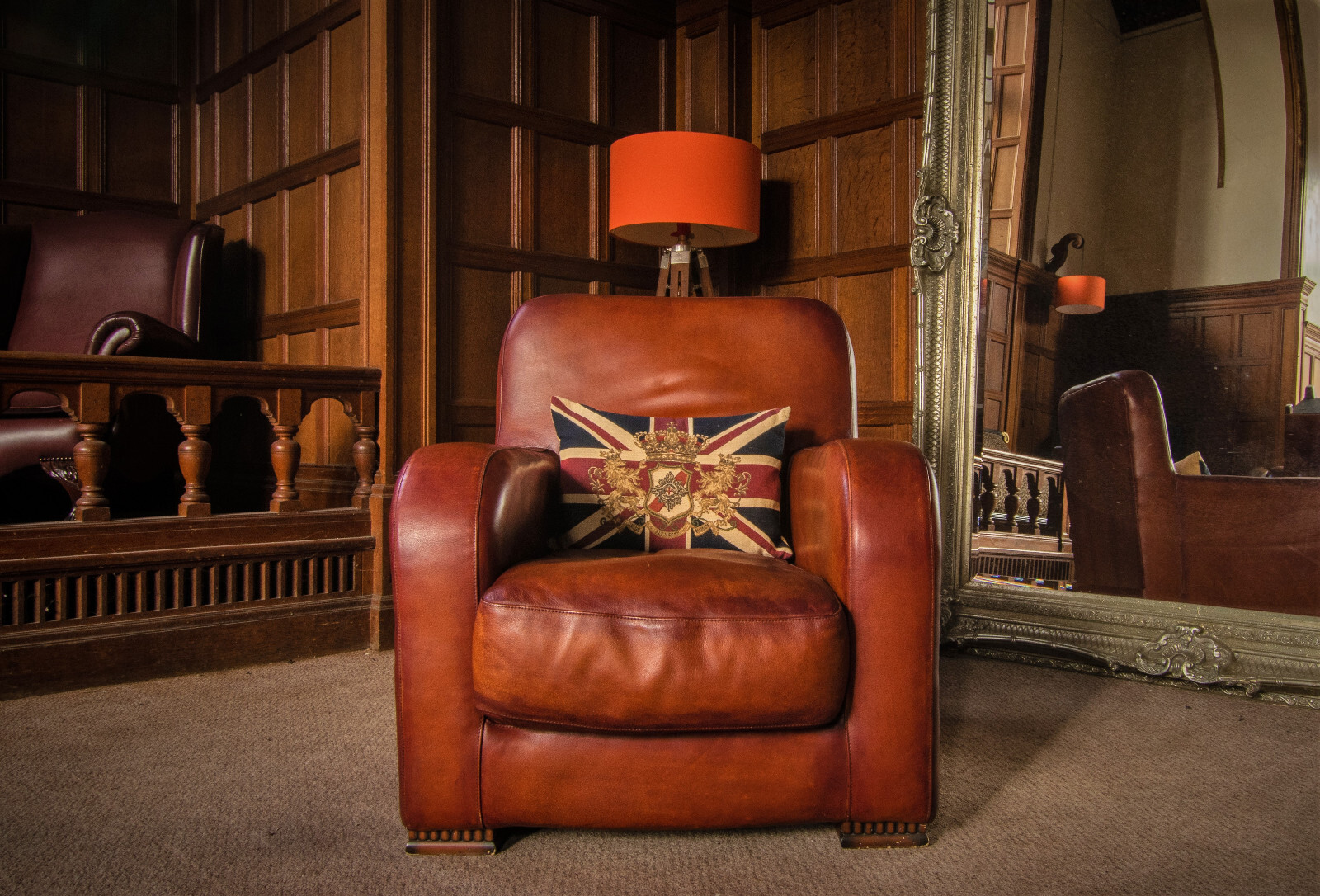 PAIR of TETRAD TOTNES JOHN LEWIS ANTIQUE TAN LEATHER CLUB ART DECO