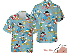 Ducktales Scrooge Mcduck Donald Huey Dewey Louie Duck HAWAIIAN Shirt