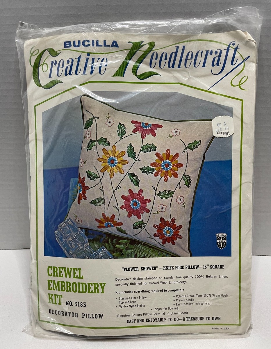 Crewel Work on Linen Pillow Crewel Work on Linen Pillow