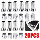 20PC Silver Chrome Valve Stem Caps Covers+Long Sleeve Chromies Car/Bicycle TR414
