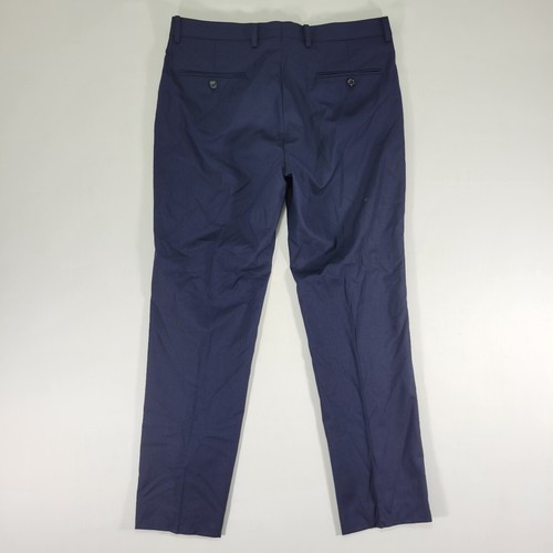 Alfani Men's Dress Pants Trousers Flat Front Navy Blue Poly Blend 33 x 30 SLIM - Picture 10 of 10