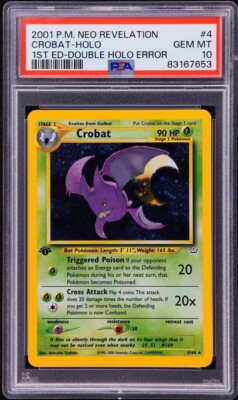 PSA 10 Crobat 2001 Neo Relevation Double Holo Error 1st PSA 10 Crobat 2001 Neo Relevation Double Holo Error 1st
