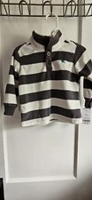 NWT carter boy sherpa mock neck striped plush 1/4 button sweatshirt 18M
