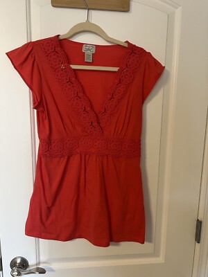 #504. Eyelash Couture Embroidered Wrap Front Blouse Pink Size M