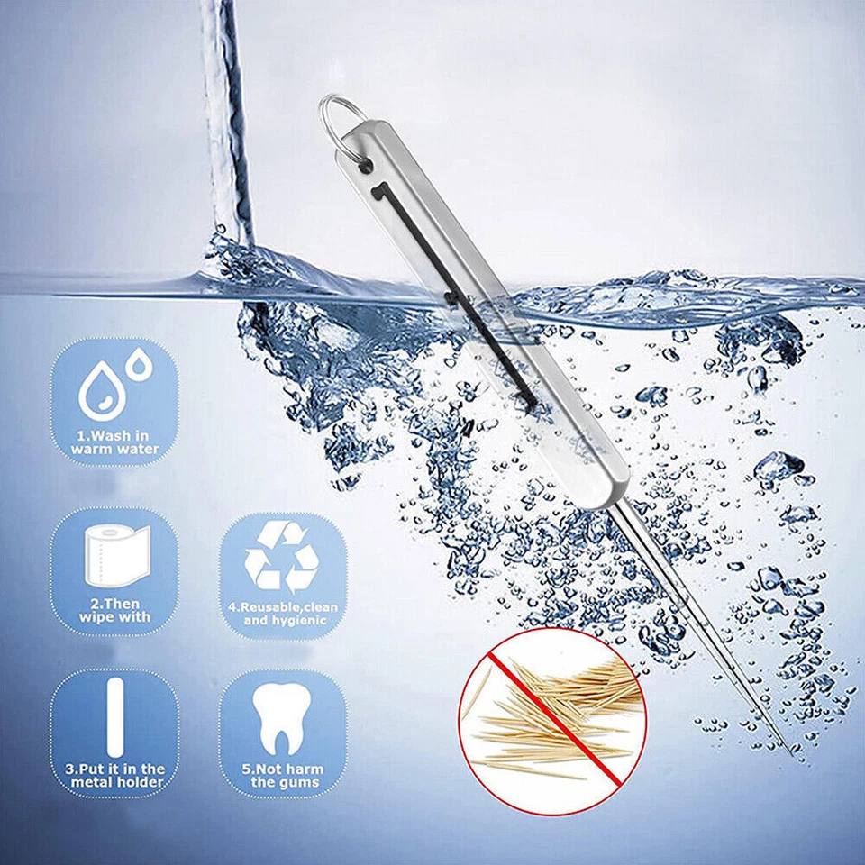 Portable EDC Retractable Toothpick Titanium Spring Fruit Pick Keychain Pendant - Image 2 of 4