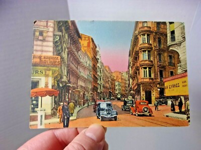Alger La rue Michelet Street Downtown Algeria Africa vintage antique Postcard