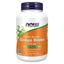 NOW FOODS Ginkgo Biloba Double Strength 120 mg 200 Veg Capsules