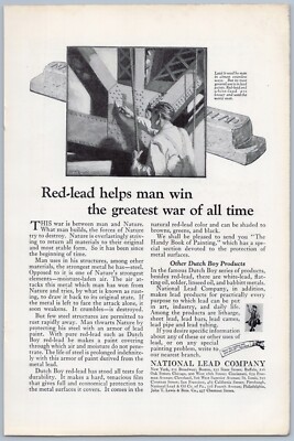 1925 National Lead Vintage Ad Red Dutch Boy Paint Building Bridge Protection