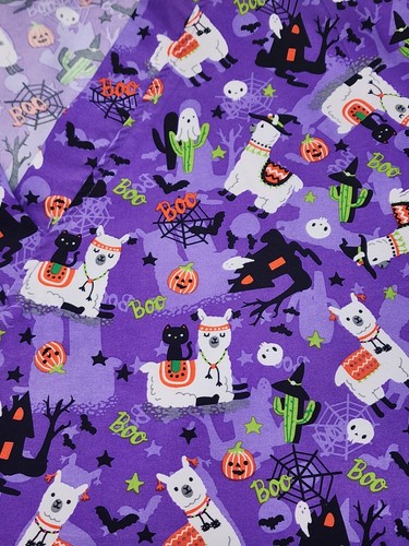 Cassandra O Halloween Skeletons Nurses Scrub Top Size 2X Blue Purple V-neck - Picture 11 of 13