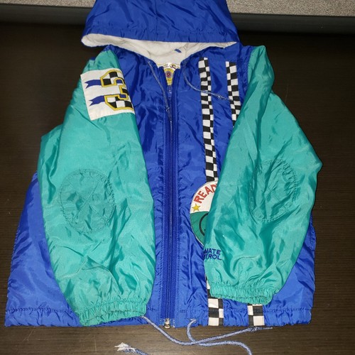 Climate Control Vtg 90x Zip Kids Unsex Blur Green Light Coat Jacket L/7 - Picture 7 of 16