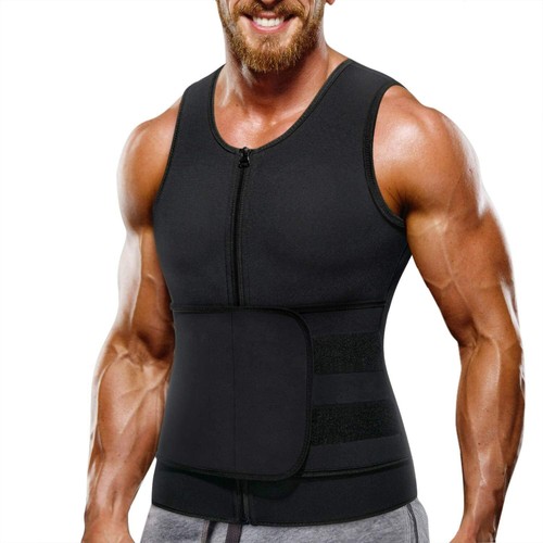 Traje de sudor para hombre sauna de neopreno chaleco entrenador de cintura con cremallera moldeador de cuerpo torso sin mangas - Imagen 11 de 39