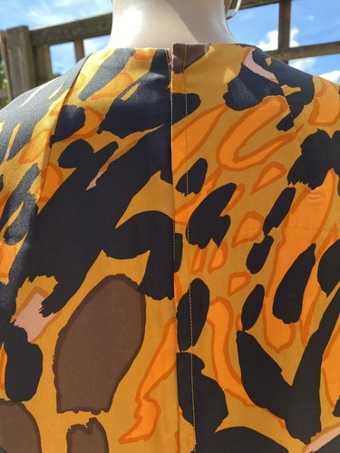 vintage 70’s Dress Orange Gold Black Abstract Tiger Print Shirt Tunic Midi Dress - Picture 9 of 9