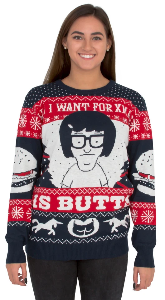 Bob's Burgers Tina All I Want for Xmas is Butts Christmas Sweater - Image 2 of 4