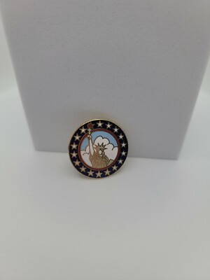 Vintage Statue of Liberty Head and Stars Pin Brooch Aviva Ent Inc. Taiwan 1''
