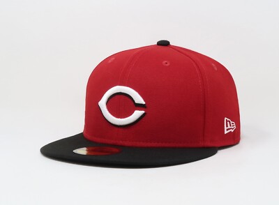 New Era 59Fifty Men Women Hat Cincinnati Reds Red Black On Field Road Fitted Hat