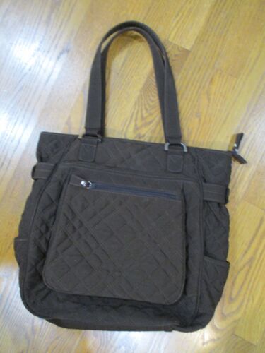 Vera Bradley Quilted Tote MICROFIBER Brown Zebra Lining Pockets