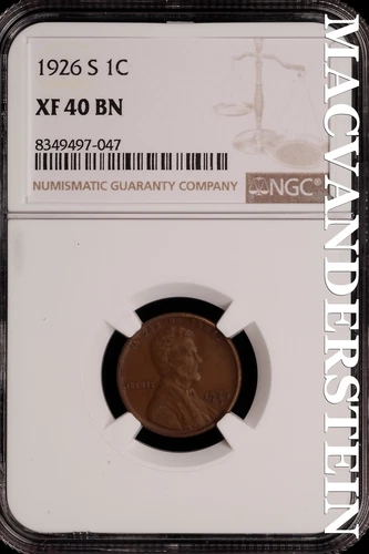 1926-S Lincoln Wheat Cent - NGC XF 40 BN - Scarce  No Reserve  #SLH212