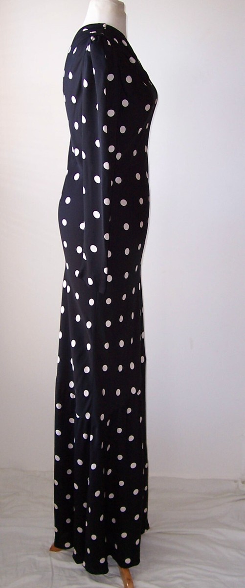 REBECCA VALLANCE One Shoulder Black White Polka Dot Maxi