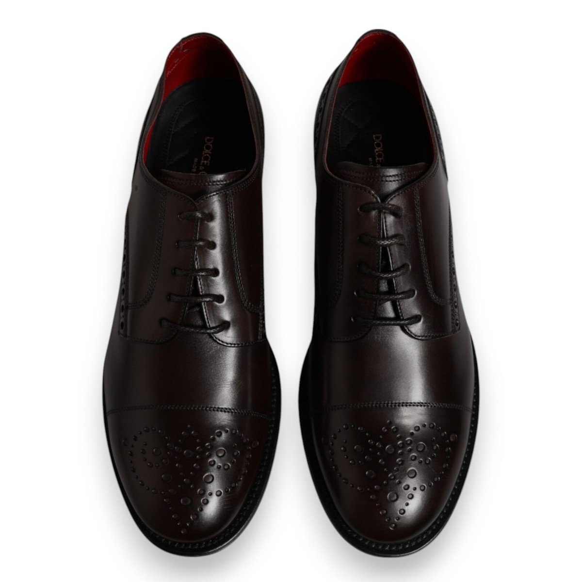 Dolce & Gabbana Maroon Calfskin Leather Derby Men Dress Men\'s Shoes Dolce & Gabbana Maroon Embellished Derby Dress Formal Men main image 2