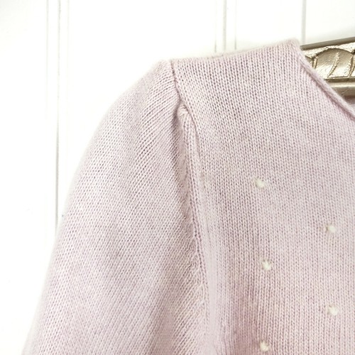 Italian Soft Cashmere Wool Knit Dot Sweater BENEDETTA B Pale Pink White Large - Picture 8 of 9