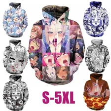 Anime Pullover Jumper Emoji Face Ahegao Manga 3D Print Hoodie Sweatshirt Coat