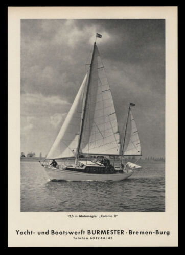 Grosse Werbung 1964 12,5 m Motorsegler Colonia II Yacht+Bootswerft Burmester - Bild 1 von 1