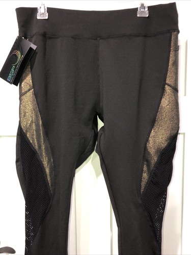 BSP Black shiny Gold mesh leggings women’s 3X - Picture 2 of 6