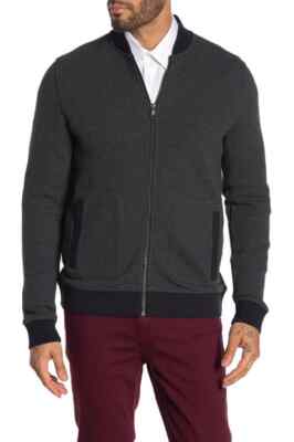 Toscano Textured Full Zip Bomber Jacket Charcoal XL