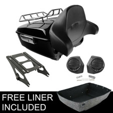 King Trunk Pad Speakers Rack Fit For Harley Touring Street Glide 2014-2025 Black