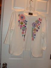 BOB MACKIE~Absolutely Beautiful Embroidery~Large~CARDIGAN~Zipper Closure~Cat~VGC