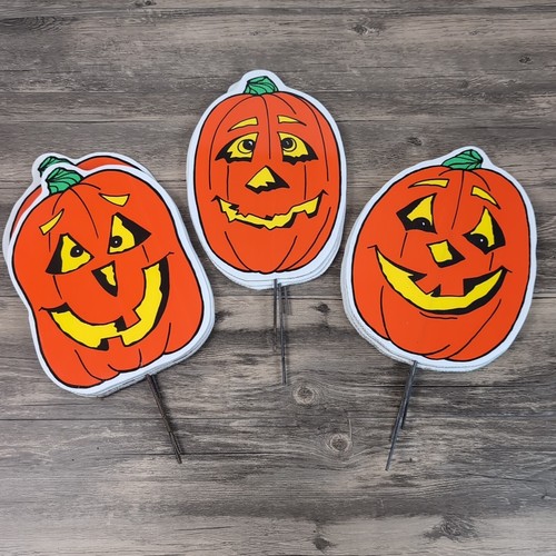 Vtg 80s Halloween Jack O'Lantern Pumpkin Corrugated Plastic Outdoor Decoration - Picture 2 of 14